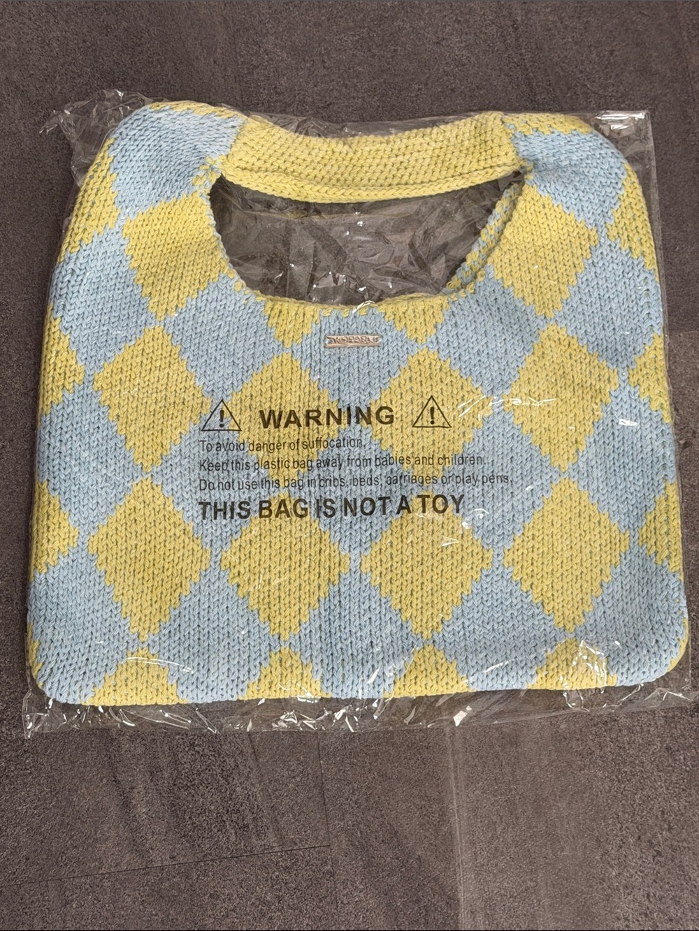Kopari Yellow and Light Blue
Argyle Knit NEW! Still in the bag